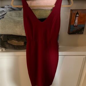 Lulu's Burgundy V-Neck Midi Dress